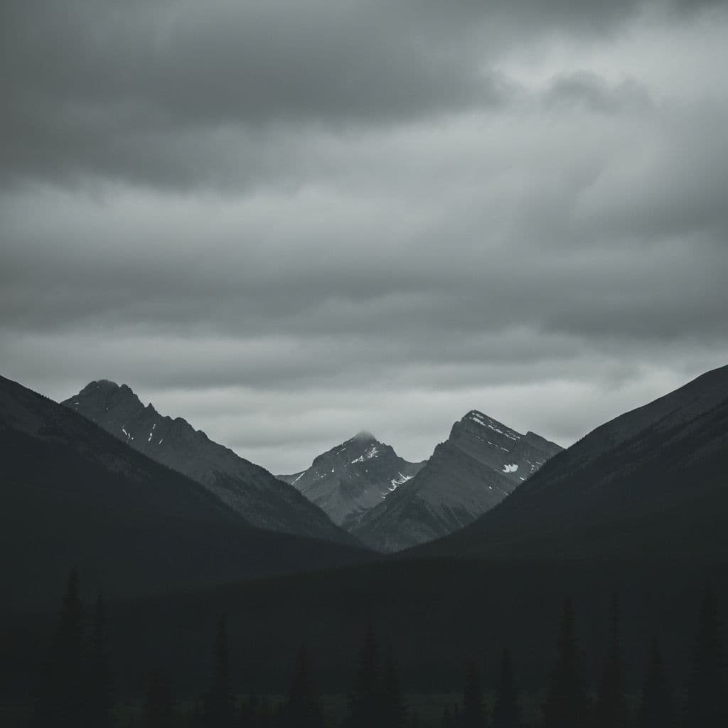 Alberta Rocky Mountains under overcast sky