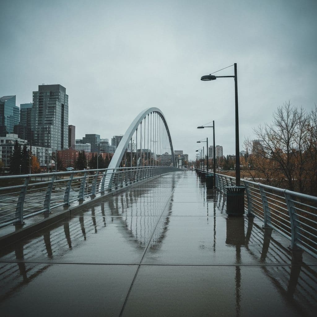 Still Alberta winter lake at golden hour